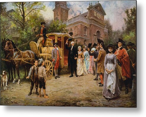George Washington Metal Print featuring the painting George Washington arriving at Christ Church by War Is Hell Store