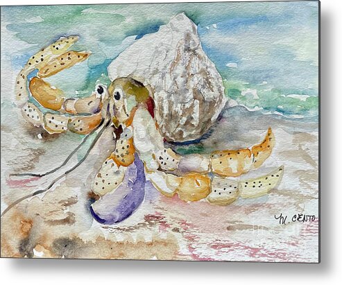 Hermit Crab Metal Print featuring the painting Googly Eyes by Mafalda Cento