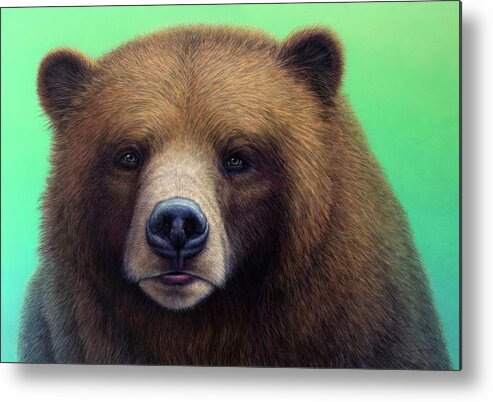 Bear Metal Print featuring the painting Green-eyed Bear by James W Johnson