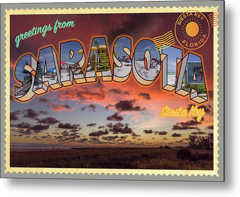 Sarasota Metal Print featuring the photograph Greetings from Sarasota 3 by Arttography LLC