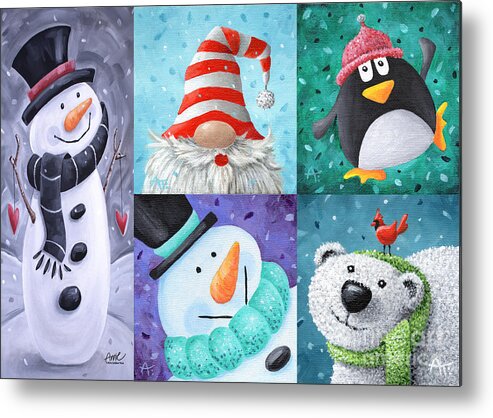 Puzzle Metal Print featuring the painting Happy Holidays by Annie Troe