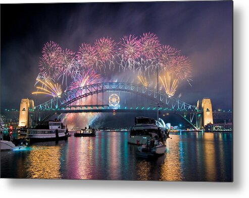 Firework Display Metal Print featuring the photograph Happy New Years! by David Yu