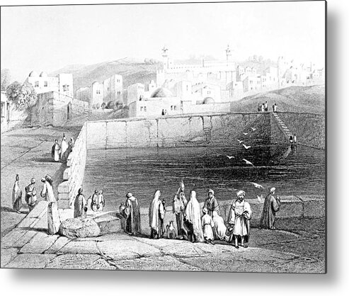 William Henry Bartlett Metal Print featuring the photograph Hebron Pool in 1847 by Munir Alawi
