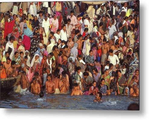 River Metal Print featuring the photograph Hindu pilgrims bathe in the Ganges by Steve Estvanik