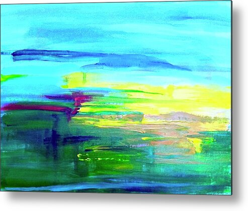 Landscape Metal Print featuring the painting Hour Of Light by Alida M Haslett