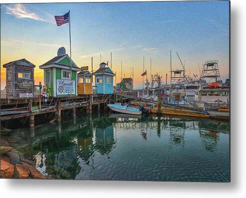 Plymouth Harbor Metal Print featuring the photograph Iconic Plymouth Harbor Whale Watching Deep Sea Fishing Harbor Cruises Tickets Booths by Juergen Roth