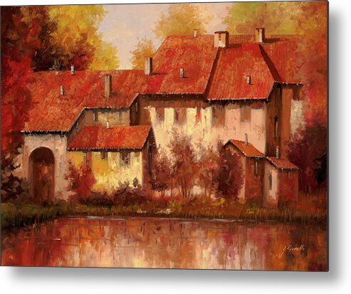 Landscape Metal Print featuring the painting Il Borgo Rosso by Guido Borelli