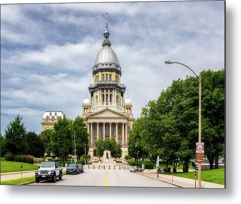 Illinois State Capitol Metal Print featuring the photograph Illinois State Capitol - Route 66 - Springfield, IL by Susan Rissi Tregoning