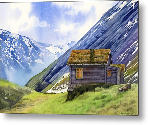 Mountains Metal Print featuring the painting In the Mountains by Espero Art