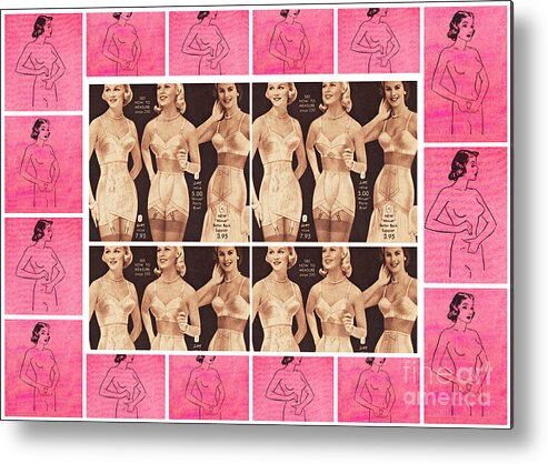 Girdles Metal Print featuring the mixed media In the Pink by Sally Edelstein