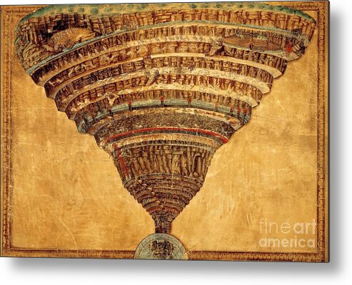 Botticelli Inferno Map Of Hell Metal Print featuring the painting Inferno by Sandro Botticelli