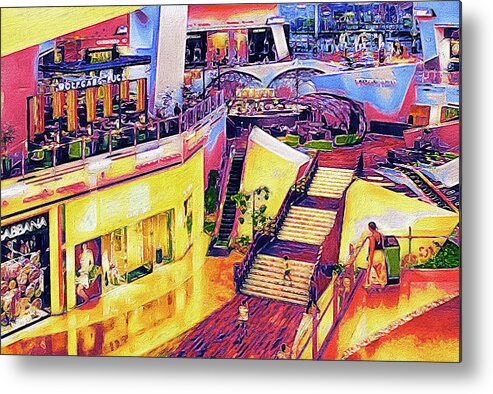 City Center Metal Print featuring the mixed media Inside City Center Shopping Mall, Las Vegas by Tatiana Travelways