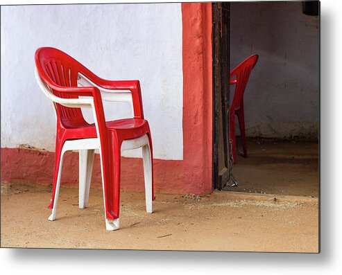 Red Chair Metal Print featuring the photograph Inside Outside by Prakash Ghai