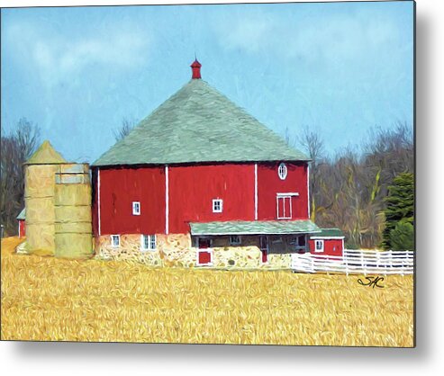  Metal Print featuring the digital art Jackson, WI Octagonal Barn by Stacey Carlson