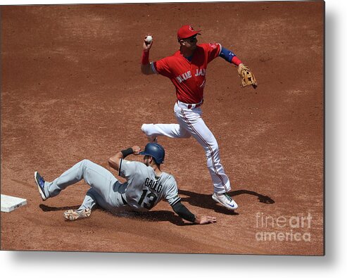 Double Play Metal Print featuring the photograph Joey Gallo and Troy Tulowitzki by Tom Szczerbowski