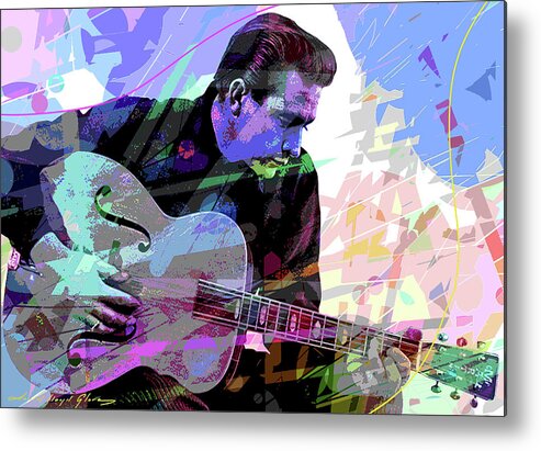 Johnny Cash Metal Print featuring the painting Johnny Cash - The Man In Black by David Lloyd Glover
