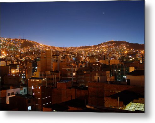 Bolivia Metal Print featuring the photograph La Paz cityscape, Bolivia by David Min