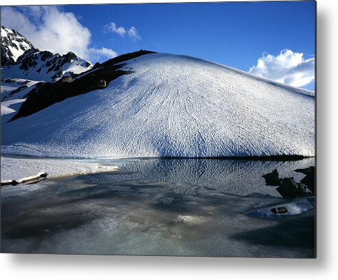 Snow Metal Print featuring the photograph Lake of Suretta (Ober Surettasee) by Miloniro