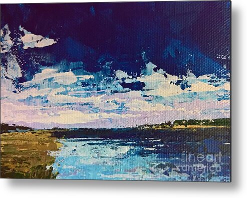 Original Metal Print featuring the painting Lake View by Lisa Dionne