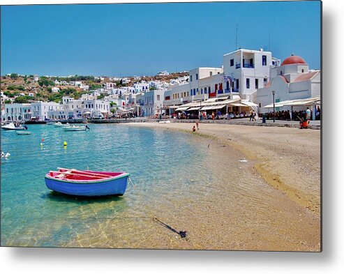 Boat Metal Print featuring the photograph Landed in Mykonos by Michael Descher