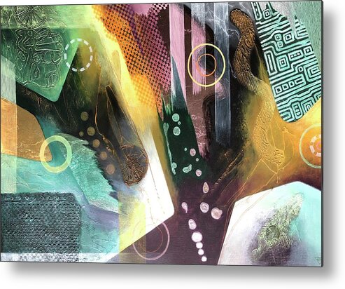 Abstract Metal Print featuring the painting Language. Structure and Flow by Jennifer Baird