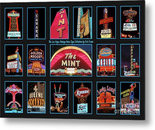 Las Vegas Neon Signs Metal Print featuring the photograph Las Vegas Vintage Neon Signs Collection Slides Featuring The Mint Casino by Aloha Art
