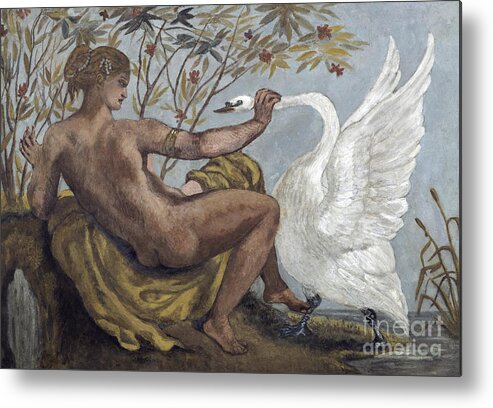 Leda And The Swan Metal Print featuring the painting Leda and the Swan, 1834 by Eugene Delacroix