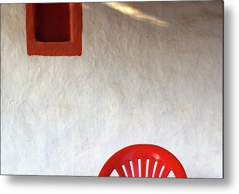 Red Chair Metal Print featuring the photograph Light Streak Vs the Red Chair by Prakash Ghai