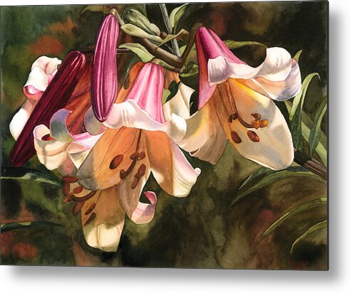 Flower Metal Print featuring the painting Lilium Regale by Espero Art