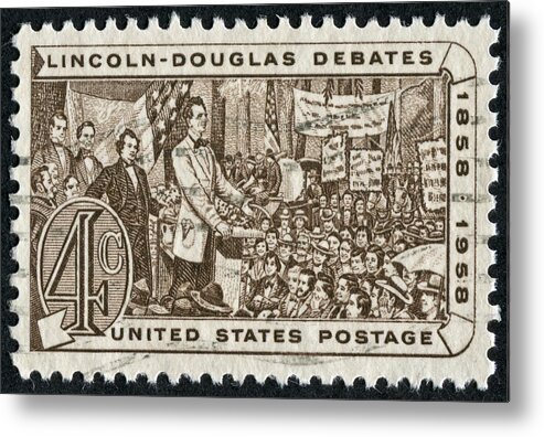 Debate Metal Print featuring the photograph Lincoln - Douglas Debates Stamp by Traveler1116