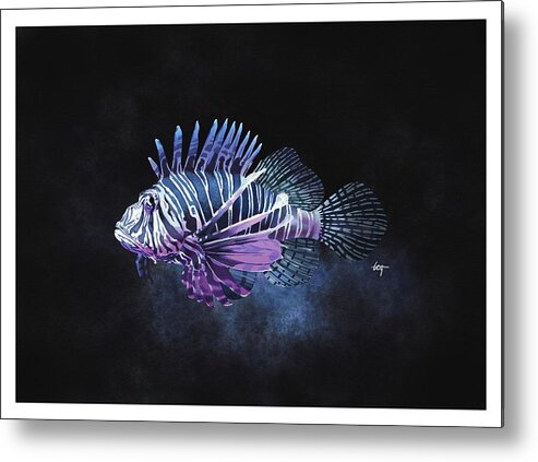 Fish Metal Print featuring the painting Lion Fish Study by Tom Gehrke
