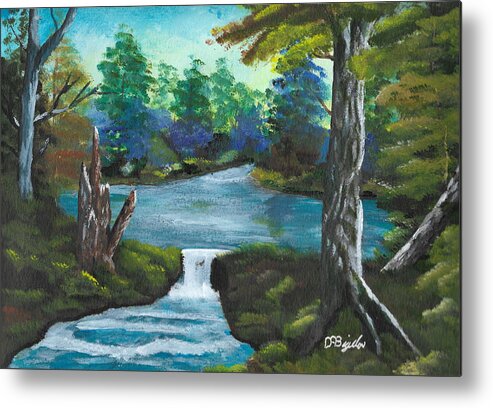 Tree Metal Print featuring the painting Little Falls by David Bigelow