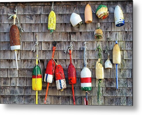 Cape Neddick Metal Print featuring the photograph Lobster Buoys on Wall, York, Maine by Steven Ralser