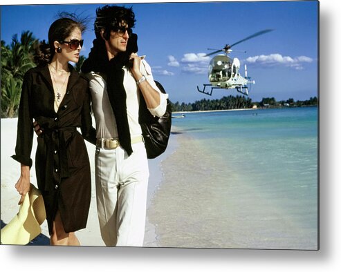 Fashion Metal Print featuring the photograph Lois Chiles and Sam Waterston in the Dominican Republic by Chris von Wangenheim
