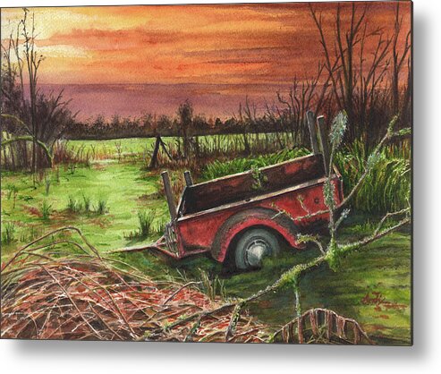 Landscape Metal Print featuring the painting Lonely Steel by Arthur Fix