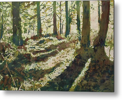 Woods Metal Print featuring the painting Long Shadows by Jenny Armitage