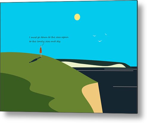 The Sea Metal Print featuring the digital art Longing For The Sea. by Fatline Graphic Art
