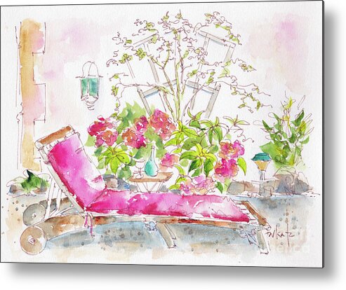 Impressionism Metal Print featuring the painting Lounging Chez Pauline Mas St Antoine by Pat Katz