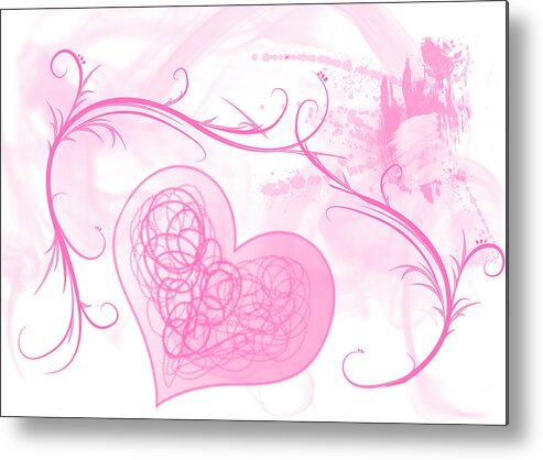 Valentine Metal Print featuring the mixed media Love Pink Hearts by Moira Law