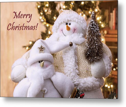 Merry Christmas Metal Print featuring the photograph Merry Christmas Snowmen by Betty Denise