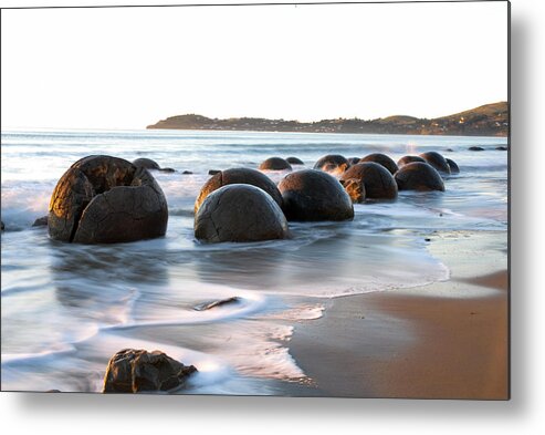 Moeraki Metal Print featuring the photograph Tranquility - Moeraki Boulders, South Island. New Zealand by Earth And Spirit