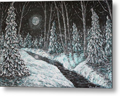 Snow Metal Print featuring the painting Moon Shadows by Linda Donlin