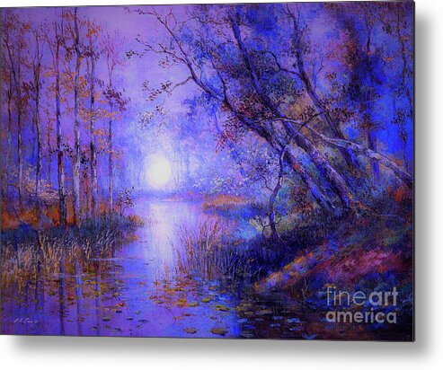 Landscape Metal Print featuring the painting Moonlight from Heaven by Jane Small
