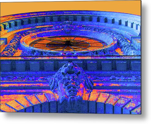 Paris Metal Print featuring the photograph Musee d'Orsay Clock - Blue Orange by Ron Berezuk