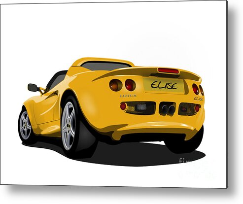 Sports Car Metal Print featuring the digital art Mustard Yellow S1 Series One Elise Classic Sports Car by Moospeed Art