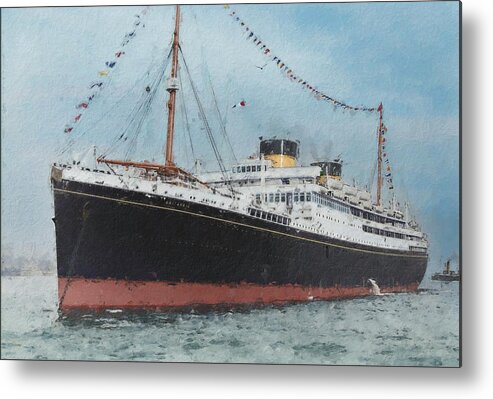 Steamer Metal Print featuring the digital art M.V. Britannic by Geir Rosset