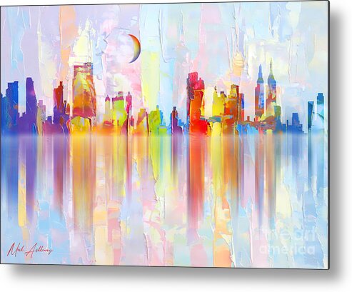 Statue Of Liberty Metal Print featuring the painting New York abstract by Mark Ashkenazi