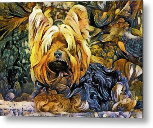 New Yorkie Metal Print featuring the painting New Yorkie by Susan Maxwell Schmidt