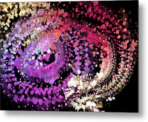 Abstract Octopus Black Background Lavender Gold Tan White Pink Metal Print featuring the digital art Octopus With One Leg by Kathleen Boyles