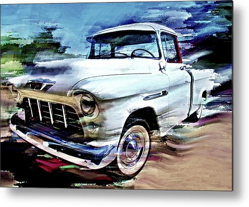 Truck Metal Print featuring the digital art 55 Chevy Cameo by David Manlove